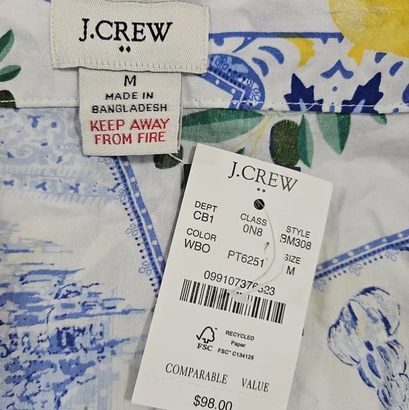 NWT J.Crew Coastal Fruit Lemon Print Pajama Top Size M - Picture 4 of 6